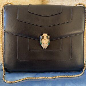 Bvlgari Serpenti Forever Crossbody Bag Leather Black Medium